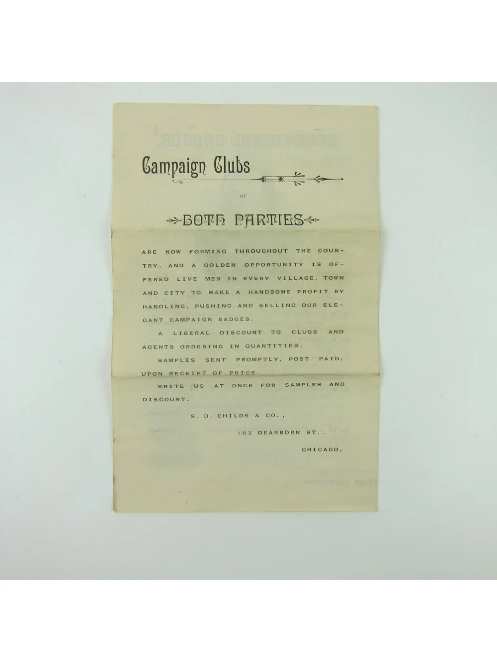 1884 Commercial House Huntington Indiana Letterhead SD Childs Co Badges Ad Lot
